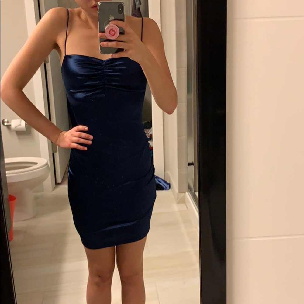 Sexy silky blue dress
